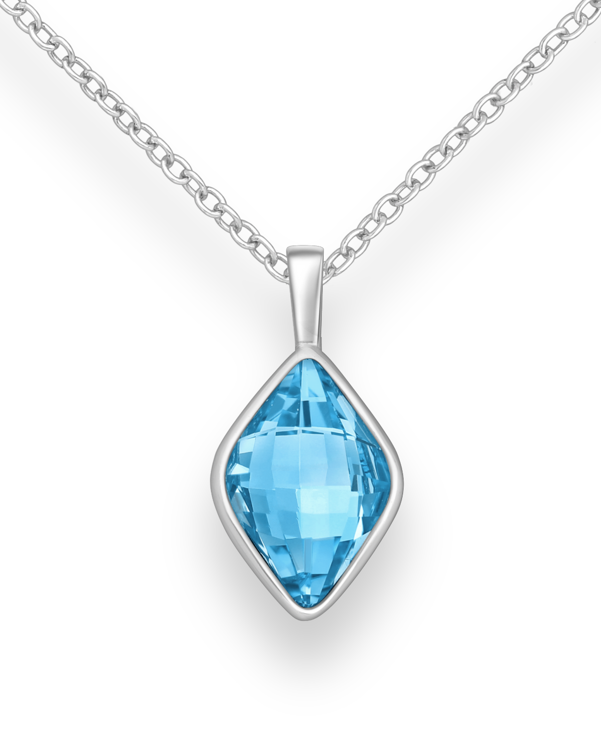 Aquamarine Swarovski Crystal Sterling Silver Pendant