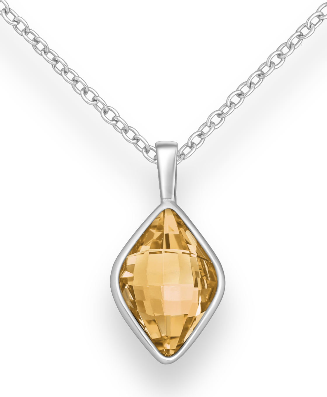 Golden Swarovski Crystal Sterling Silver Pendant