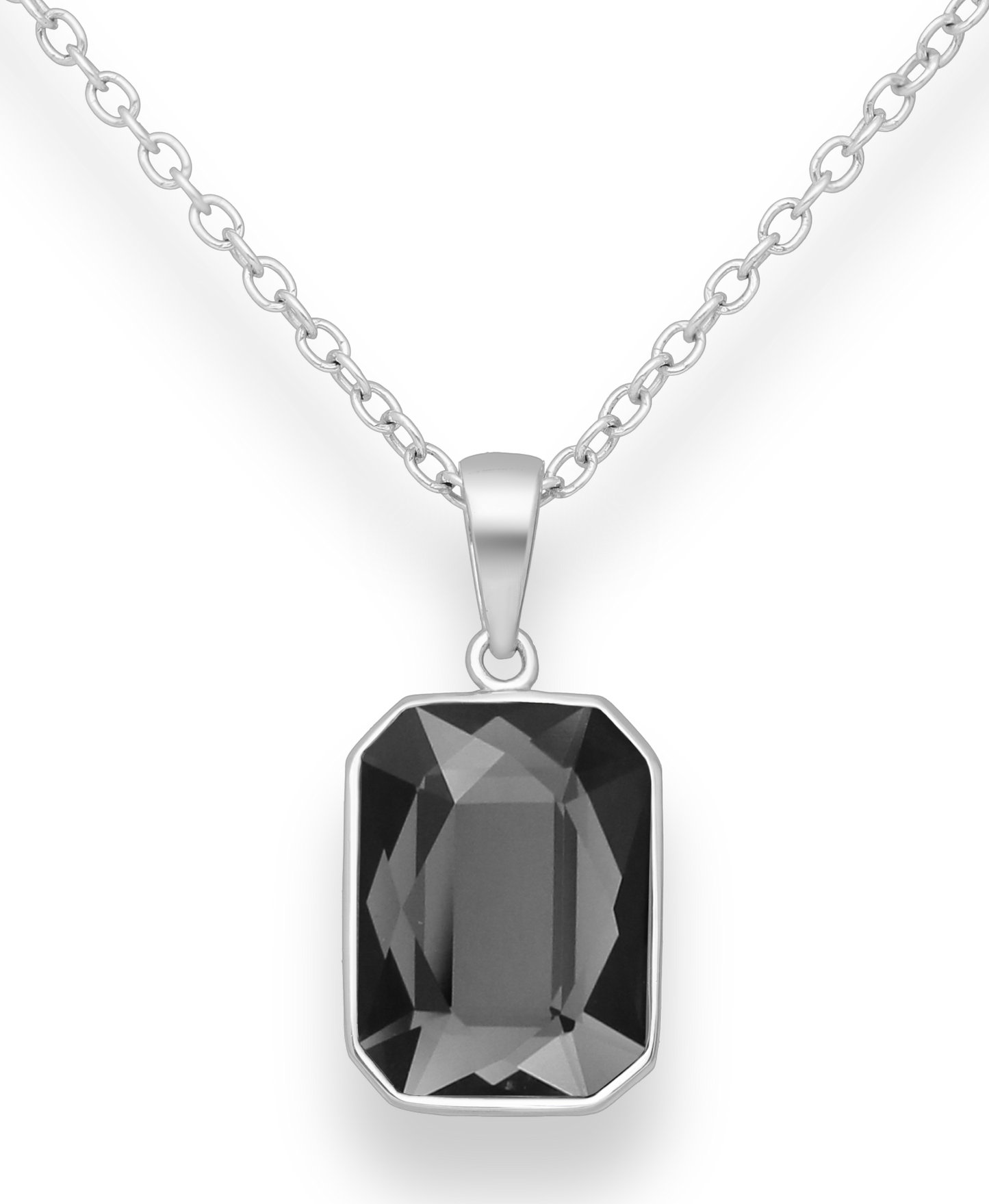 Smokey Grey Swarovski Crystal Sterling Silver Pendant