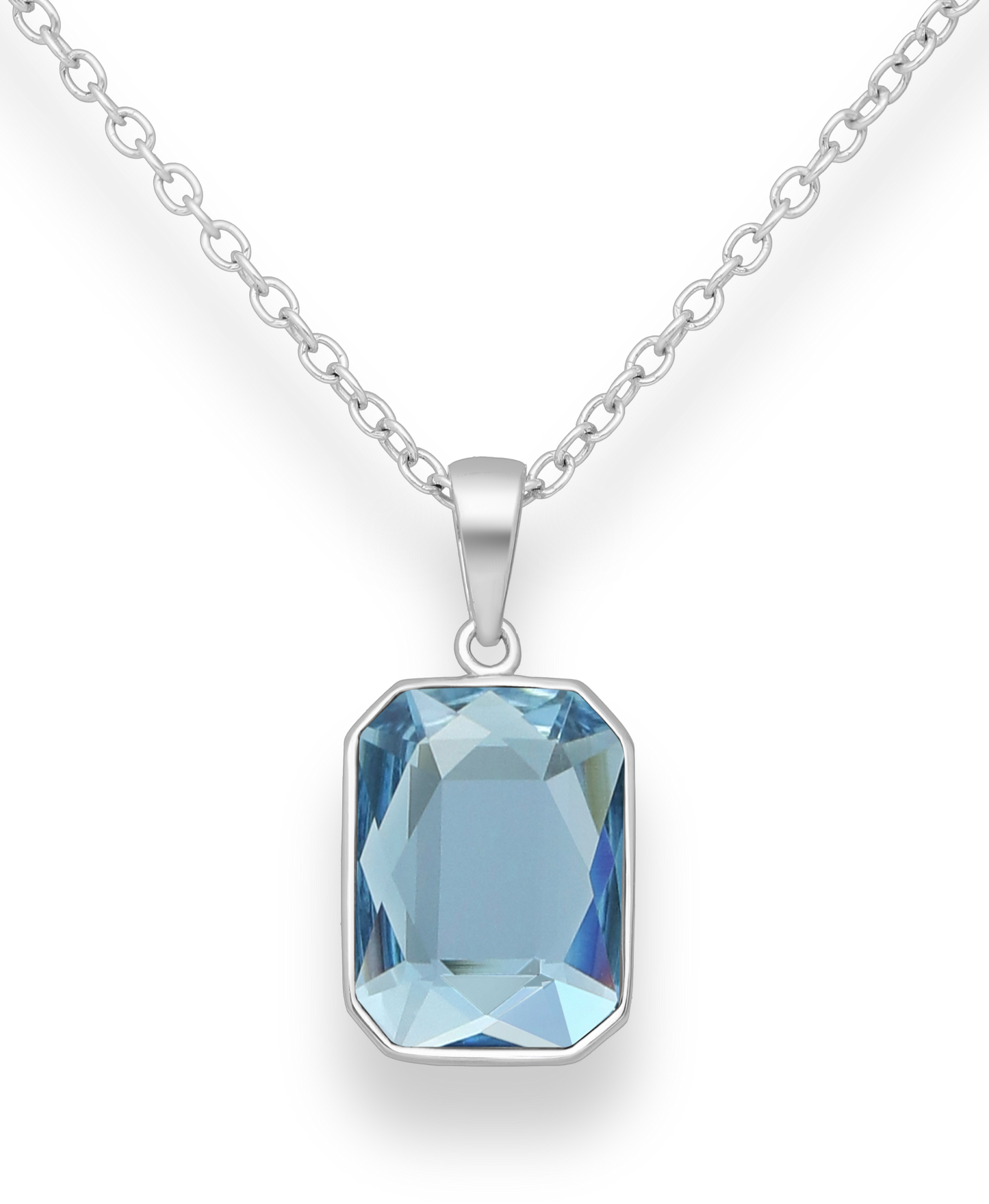 Aqua Swarovski Crystal Sterling Silver Pendant