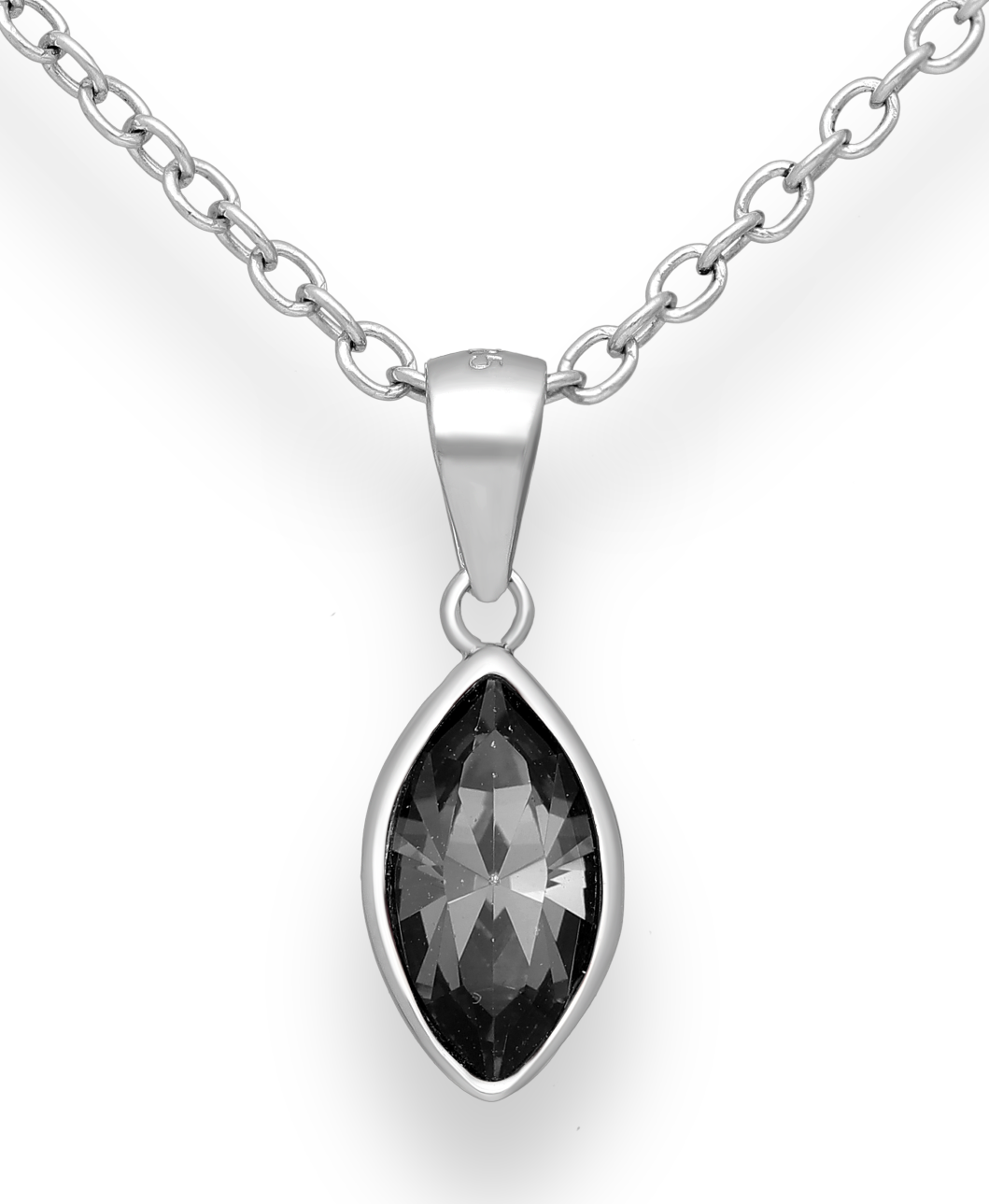 Smokey Grey Swarovski Crystal Sterling Silver Pendant
