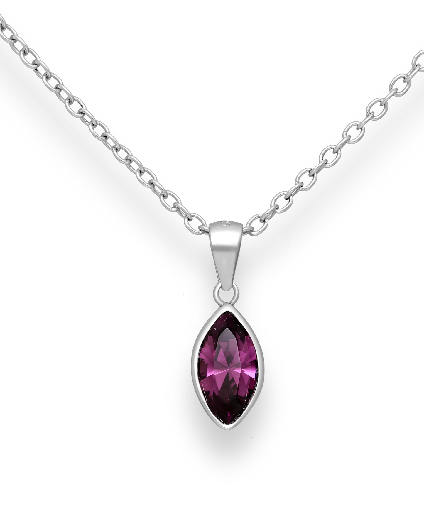Amethyst Swarovski Crystal Sterling Silver Pendant