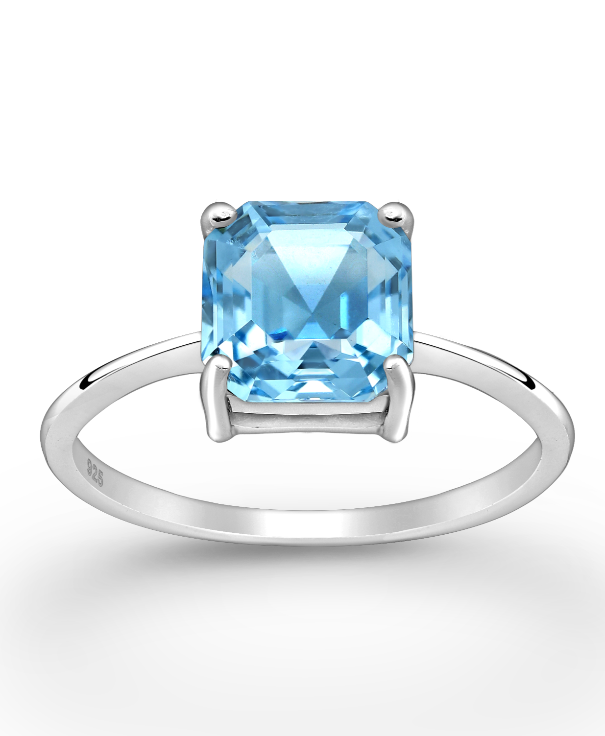 Aqua Marine Swarovski Crystal Diamond Cut Sterling Silver Ring
