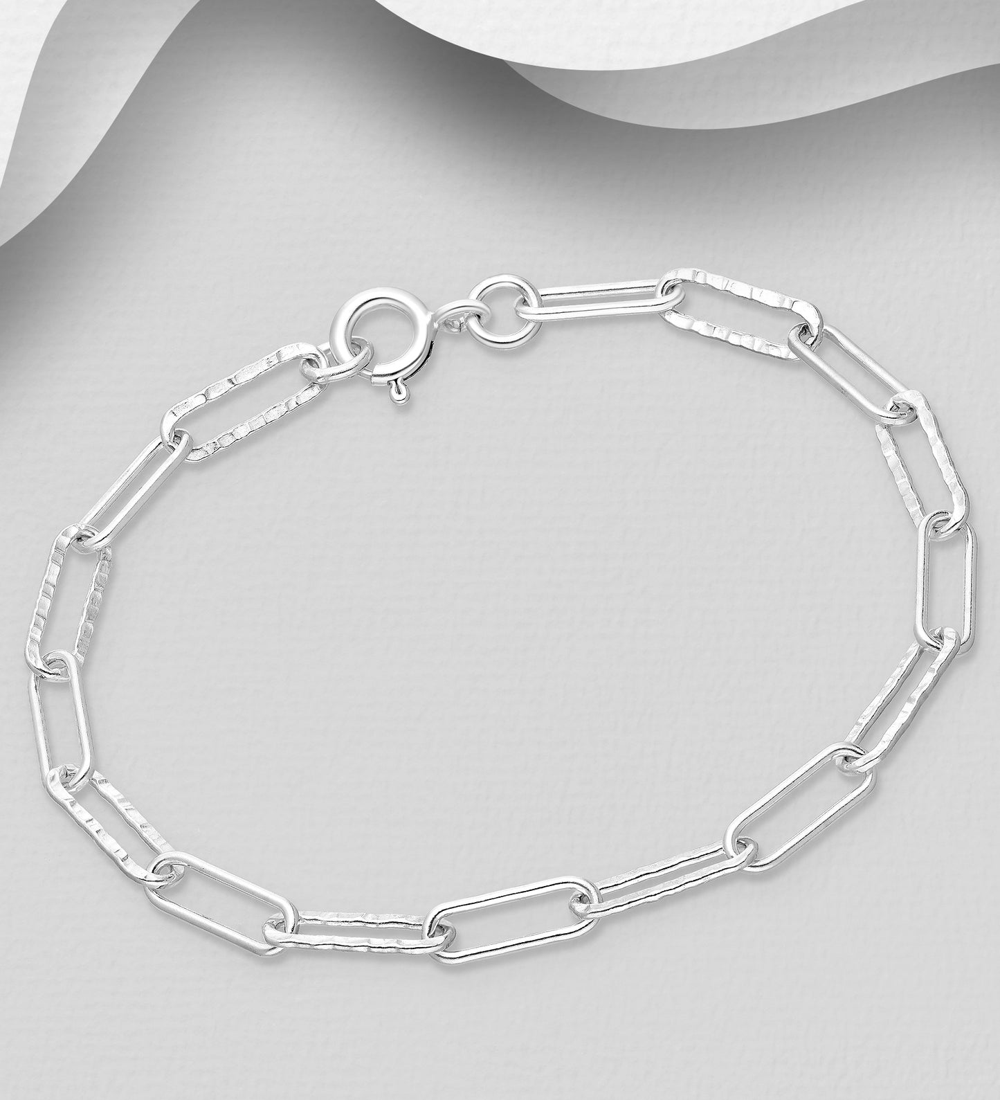 Sterling Silver Hammered and Links Bracelet
