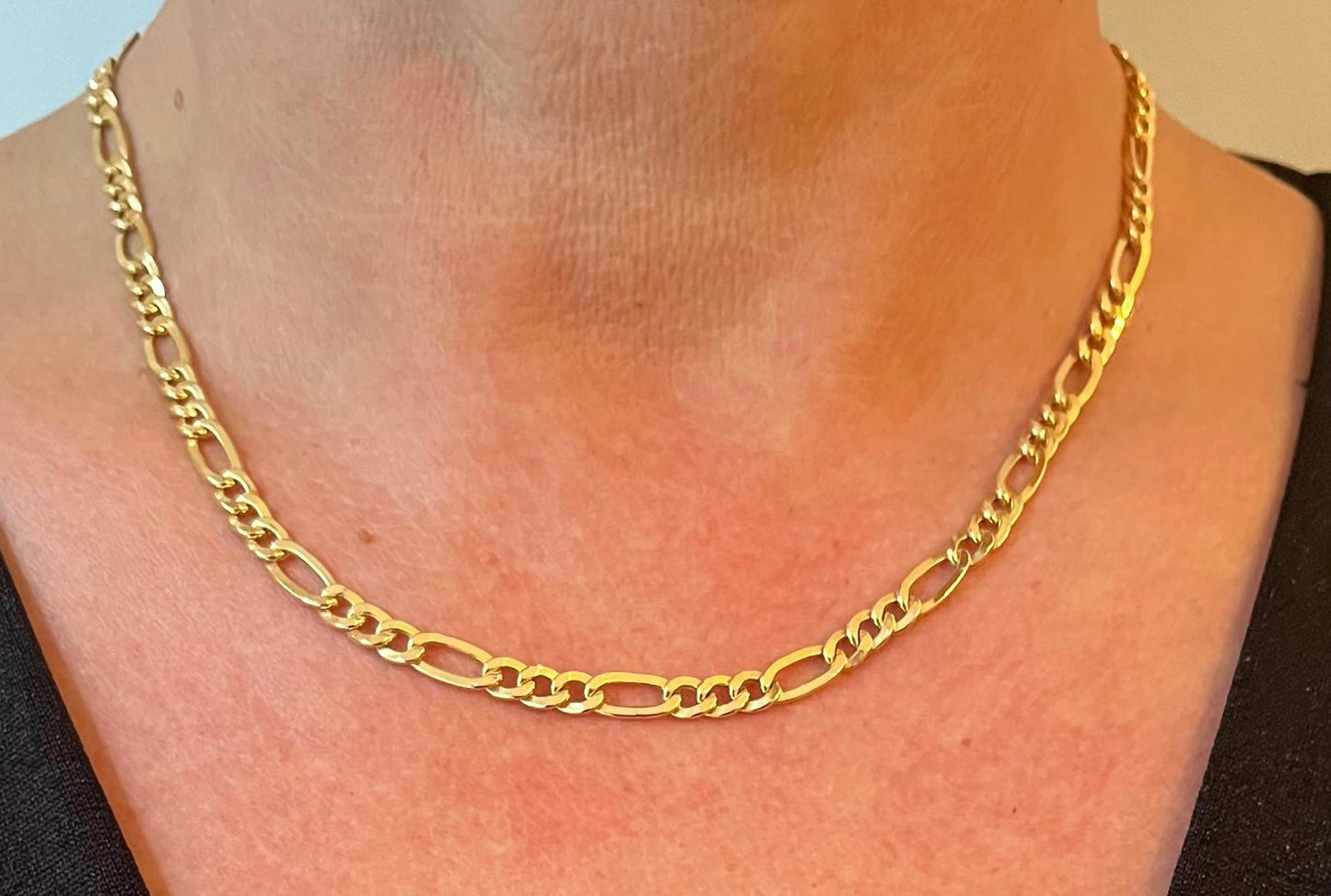 Gold Vermeil 18K Hollow Figaro Necklace