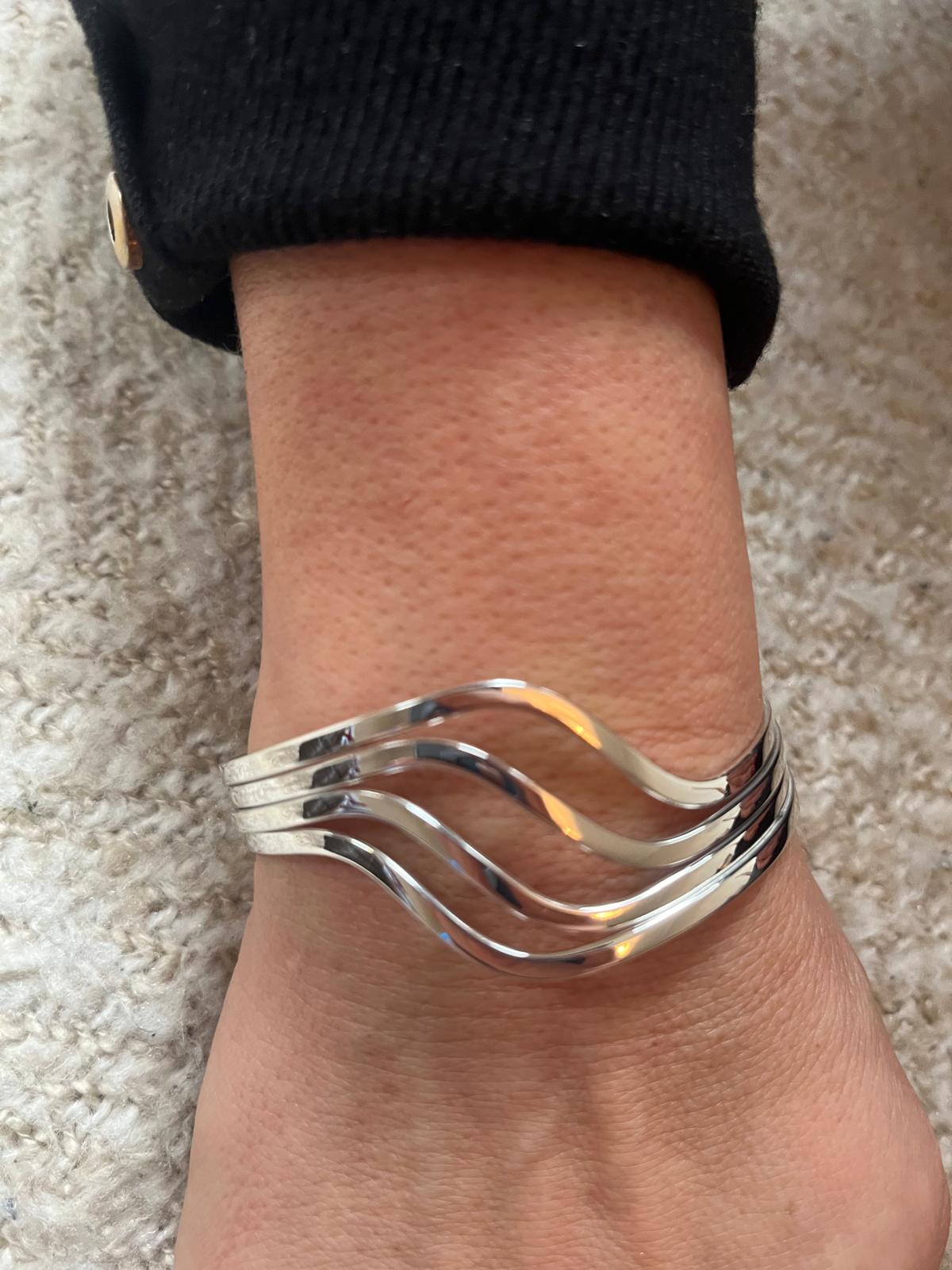 Heavy Duty Sterling Silver Wavy Cuff Bracelet