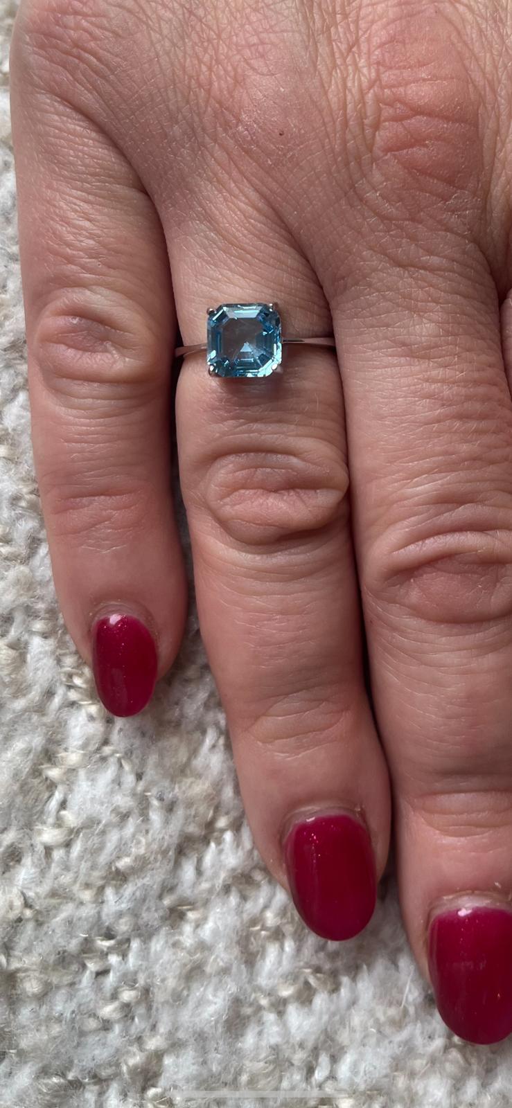 Aqua Marine Swarovski Crystal Diamond Cut Sterling Silver Ring