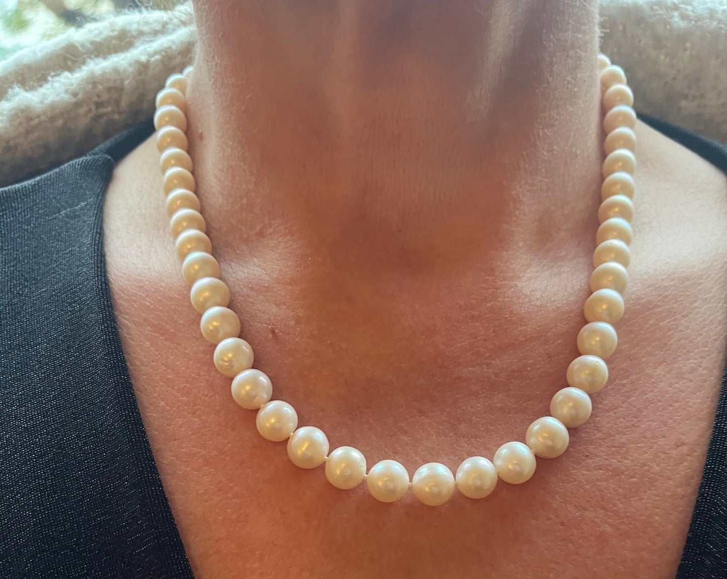 AA+ Freshwater Pearls Sterling Silver Necklace with Sterling Silver Clapse