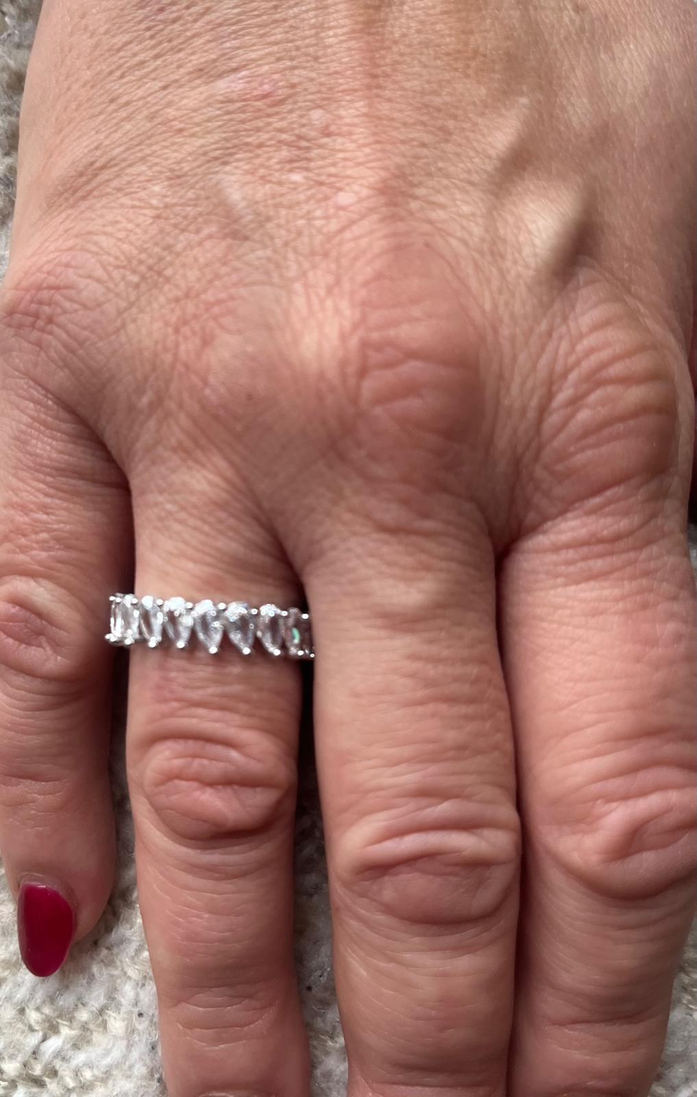 Sterling Silver Band Ring with CZ Simulated Diamonds