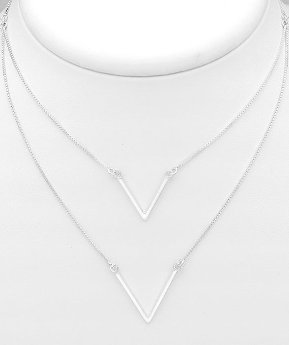 Sterling Silver Layered Chevron Choker