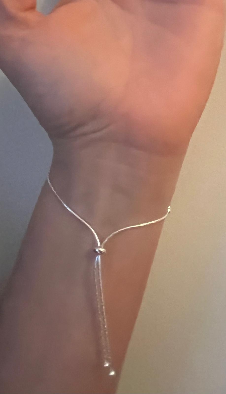 Sterling Silver Ball Adjustable Slider Bracelet with Oxidized Heart Charm