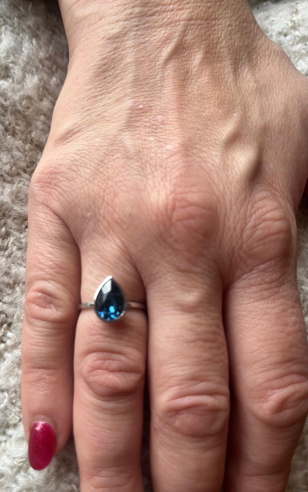 Montana Blue Swarovski Crystal Sterling Silver Ring