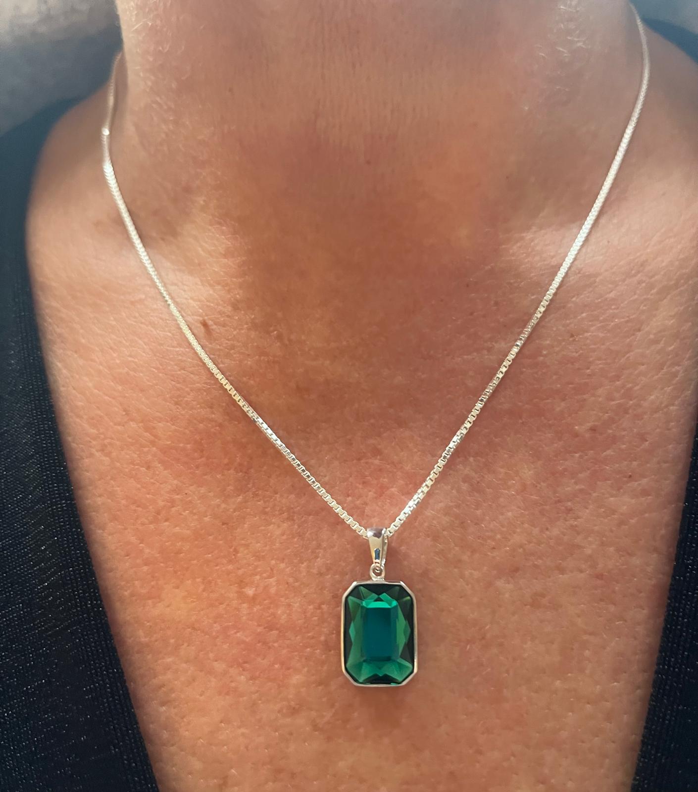 Emerald Green Swarovski Sterling Silver Pendant