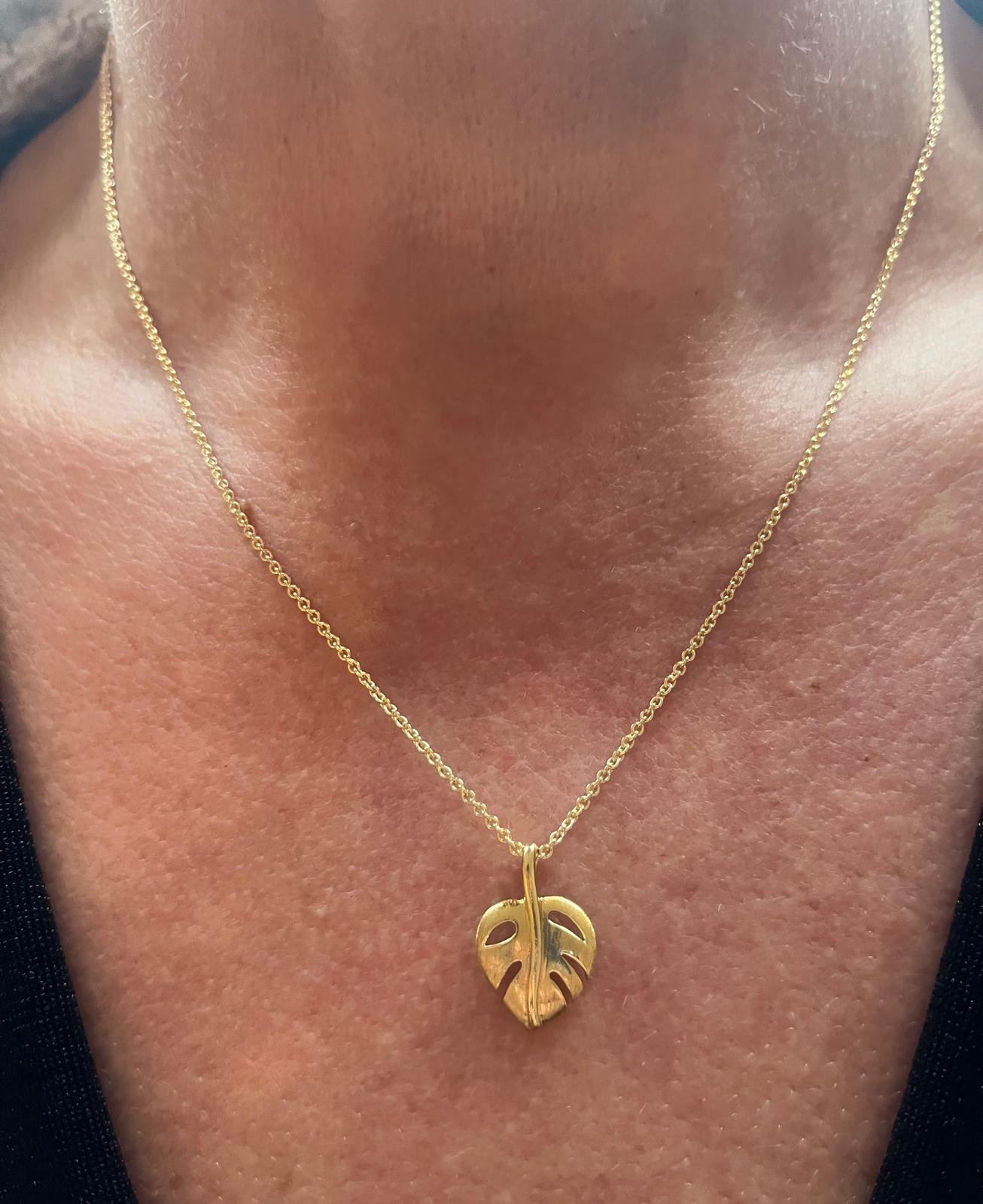 Gold Vermeil 14K Matte Leaf Pendant
