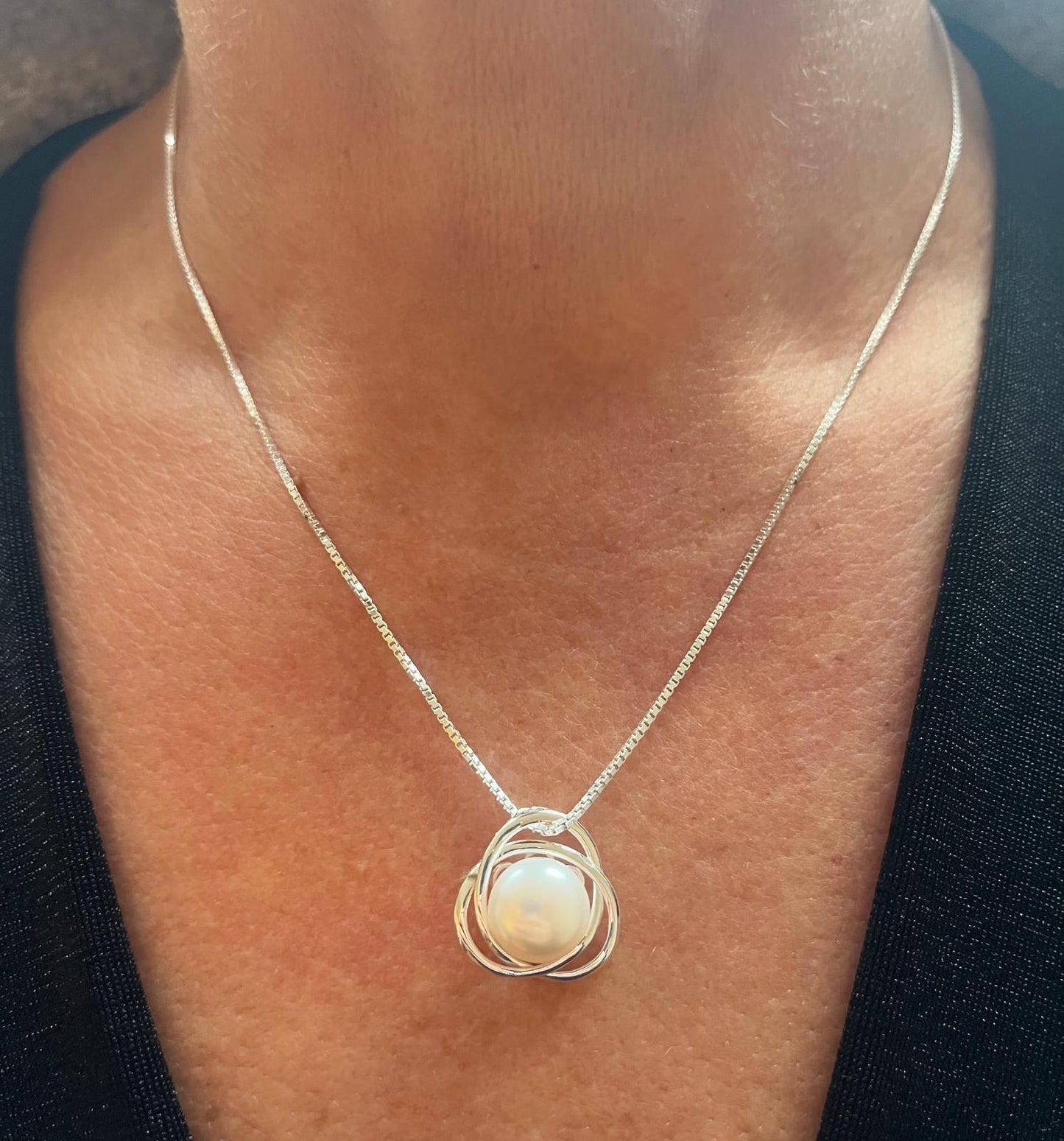 Freshwater Pearl Sterling Silver Celtic Pendant
