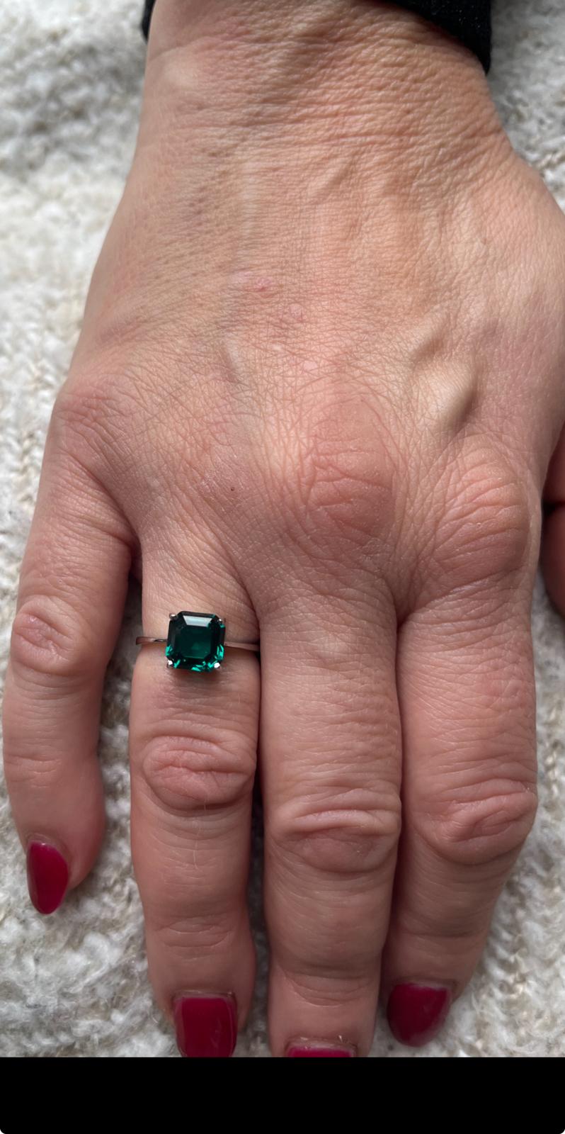 Emerald Green Swarovski Crystal Diamond Cut Sterling Silver Ring