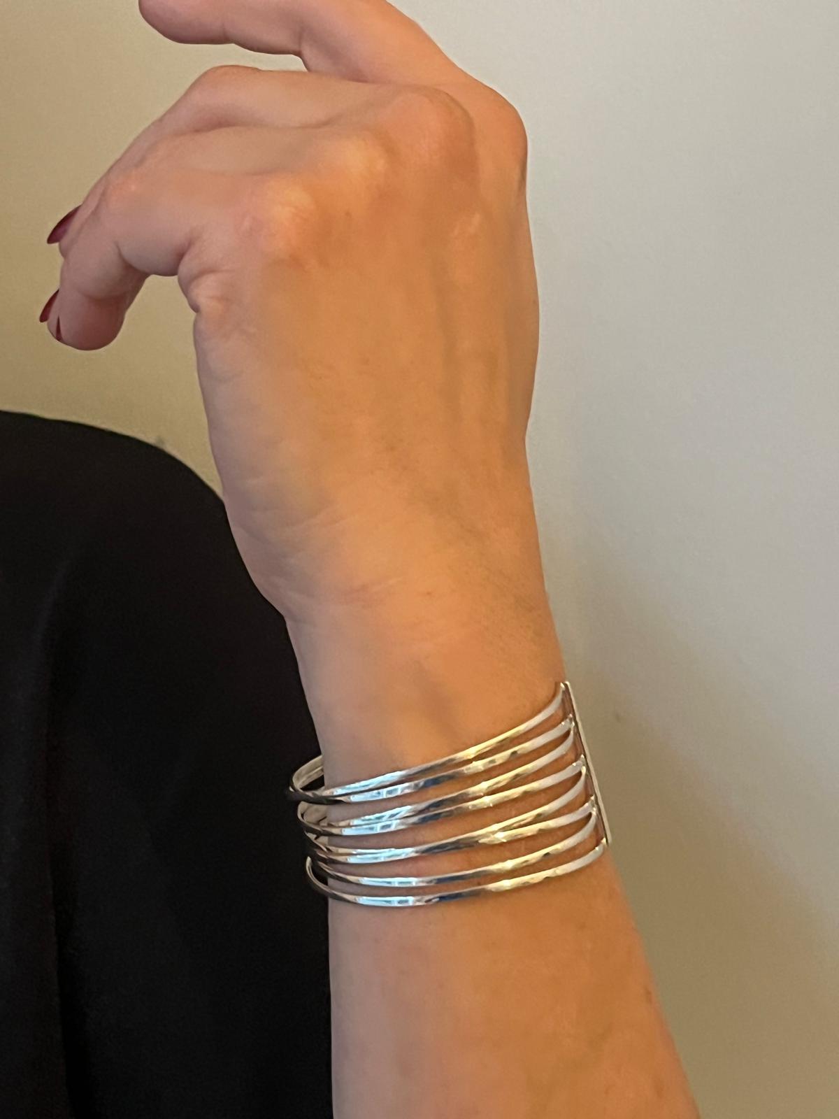 Heavy Duty Sterling Silver Layered Cuff Bracelet