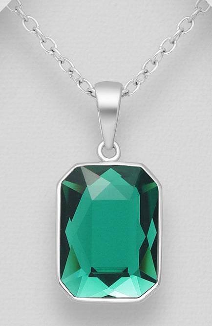 Emerald Green Swarovski Sterling Silver Pendant