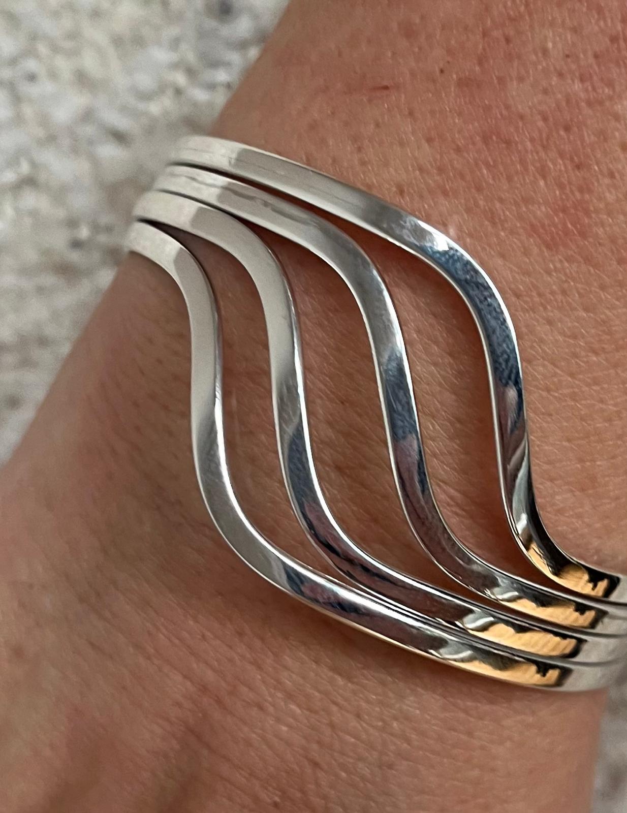 Heavy Duty Sterling Silver Wavy Cuff Bracelet