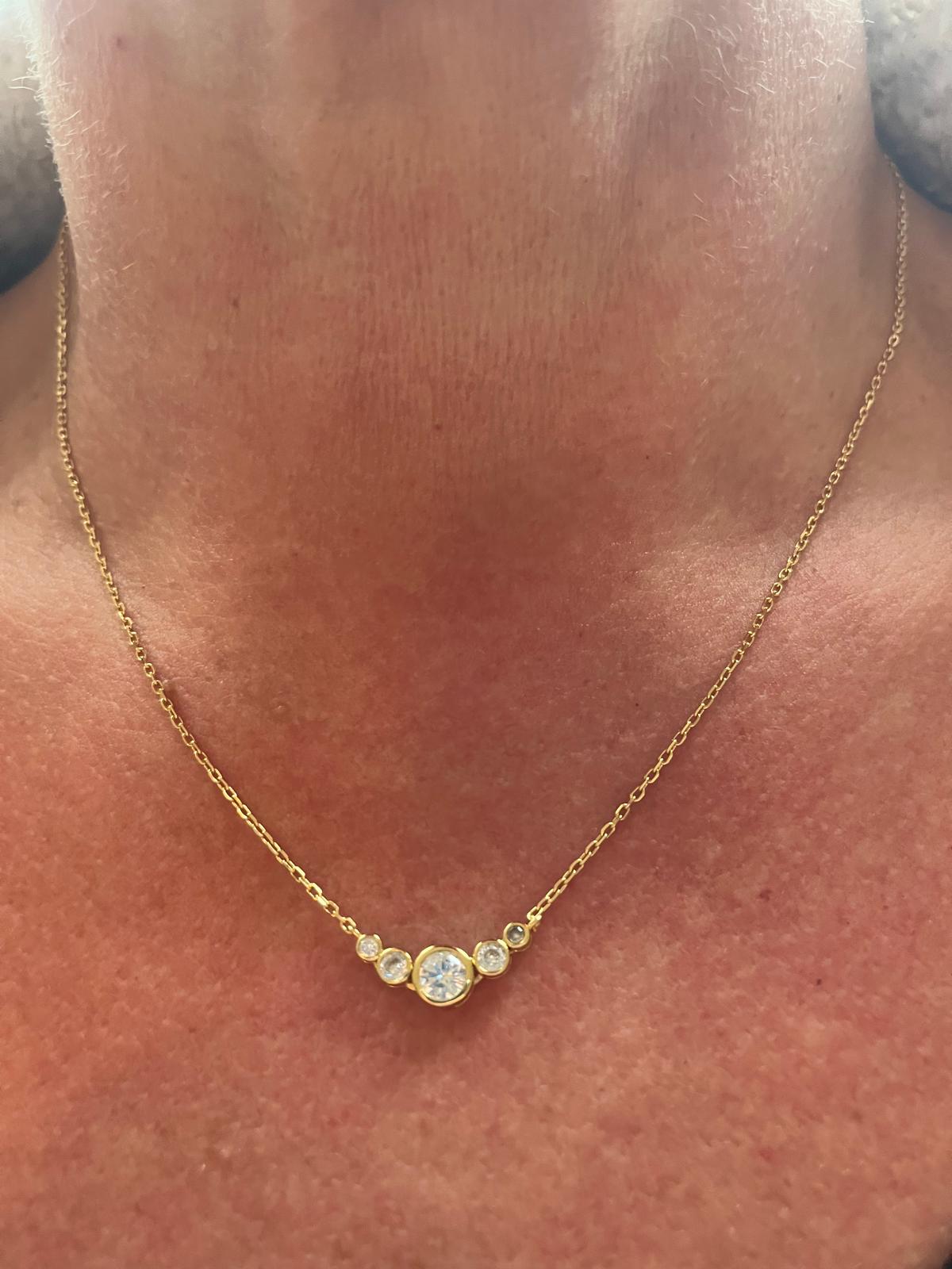 Gold Vermeil 18K Necklace with CZ Simulated Diamonds