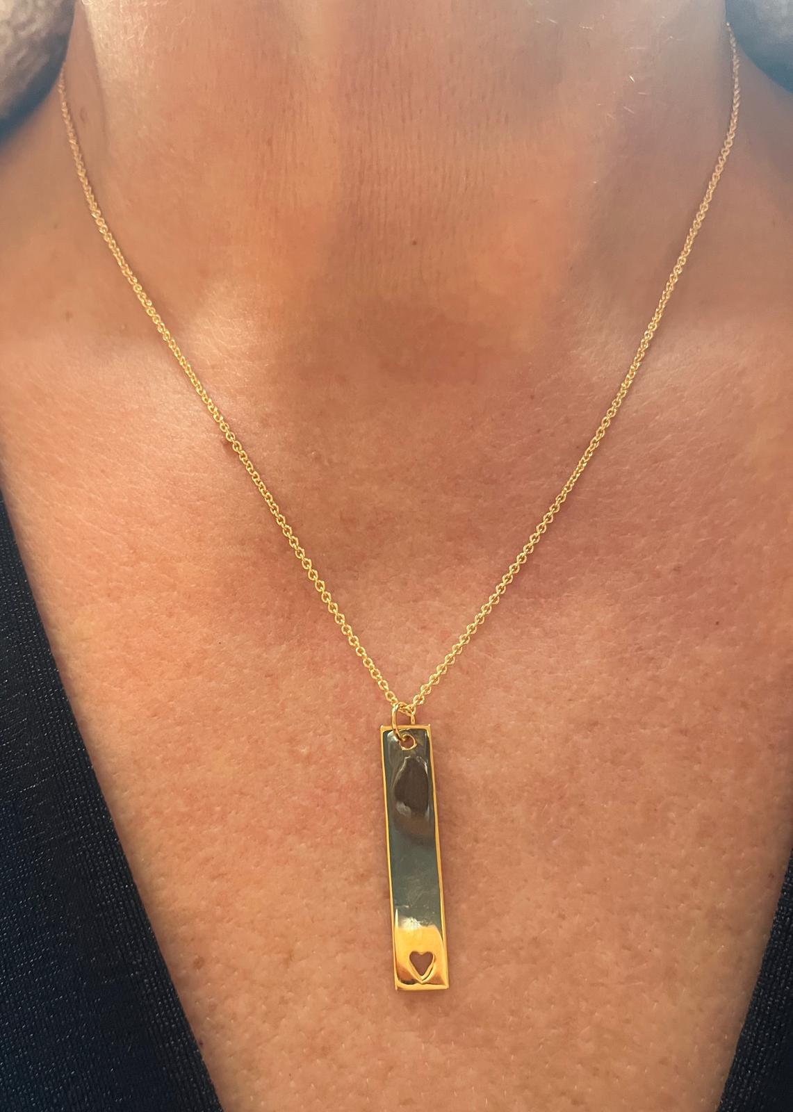Gold Vermeil 14K Engravable Heart Tag Pendant