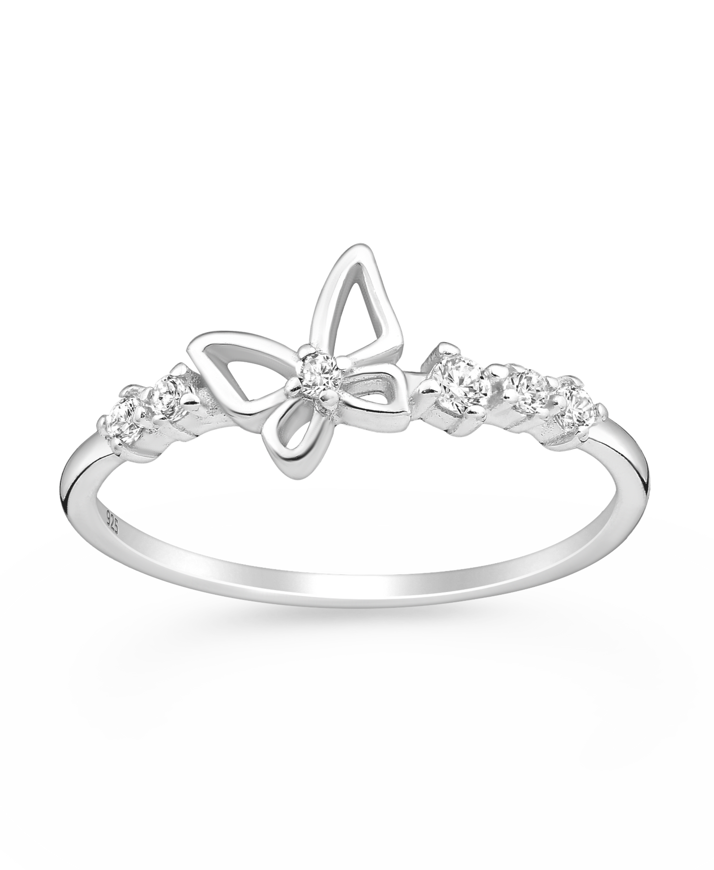 Sterling Silver Butterfly CZ Simulated Diamond Ring