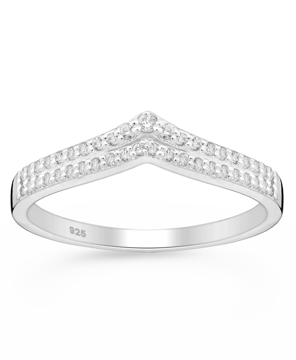 Sterling Silver Chevron CZ Simulated Diamond Ring