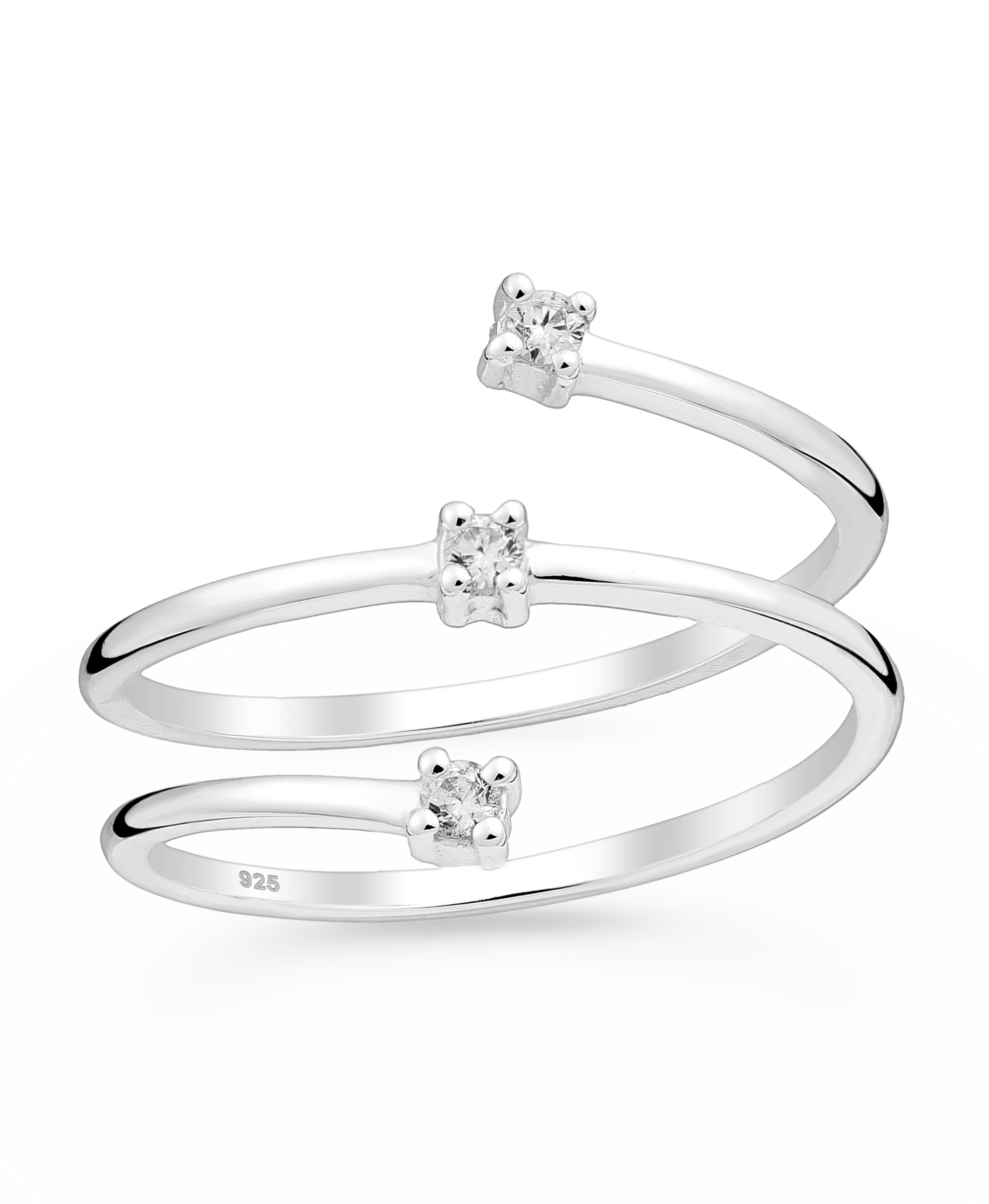 Sterling Silver wrap around Ring with Square Cut CZ Simulated Diamonds