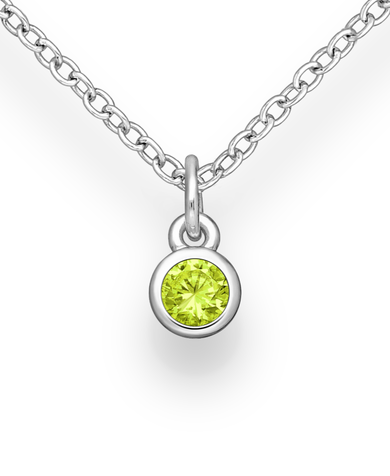 Sterling Silver Solitaire Birthstone (August) Pendant with Peridot CZ Simulated Diamonds