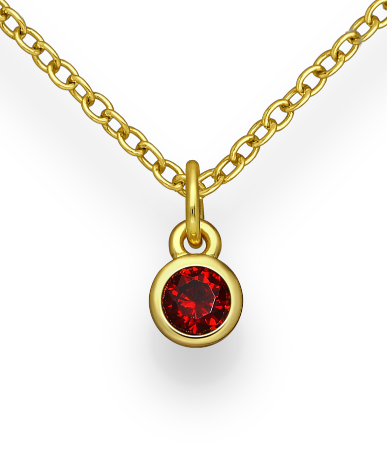 Birthstone Gold Vermeil 18K Bezel Pendants with Coloured CZ Stimulated Diamonds