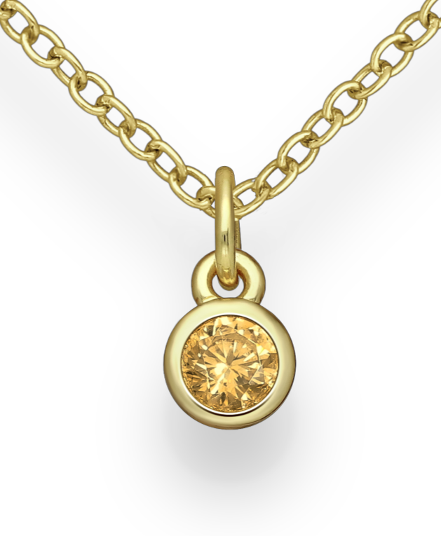 Birthstone Gold Vermeil 18K Bezel Pendants with Coloured CZ Stimulated Diamonds