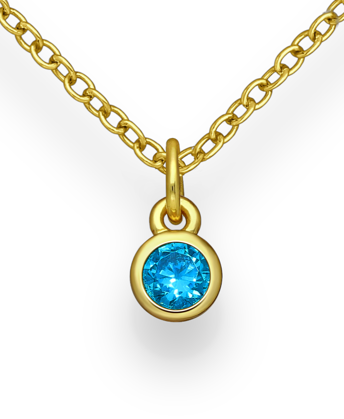 Birthstone Gold Vermeil 18K Bezel Pendants with Coloured CZ Stimulated Diamonds