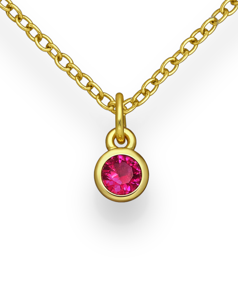 Birthstone Gold Vermeil 18K Bezel Pendants with Coloured CZ Stimulated Diamonds