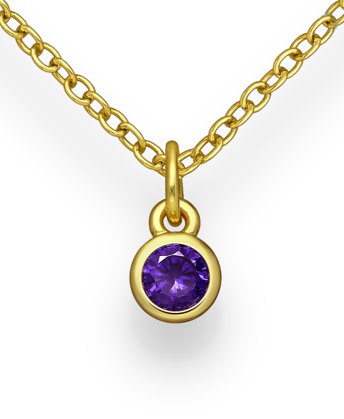 Birthstone Gold Vermeil 18K Bezel Pendants with Coloured CZ Stimulated Diamonds