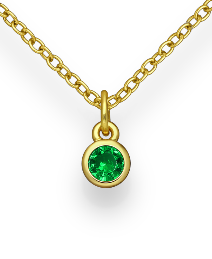 Birthstone Gold Vermeil 18K Bezel Pendants with Coloured CZ Stimulated Diamonds