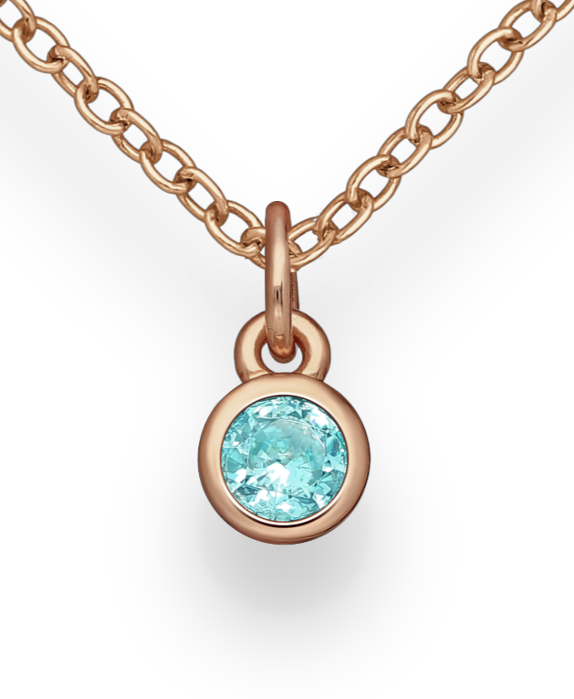 Birthstone Rose Gold Vermeil 18K Bezel Pendants with Coloured CZ Stimulated Diamonds