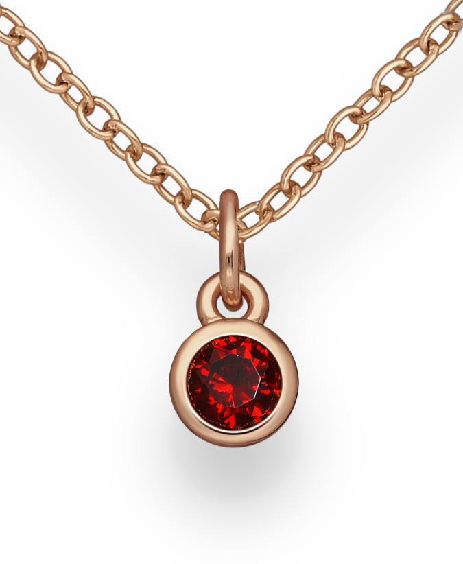 Birthstone Rose Gold Vermeil 18K Bezel Pendants with Coloured CZ Stimulated Diamonds