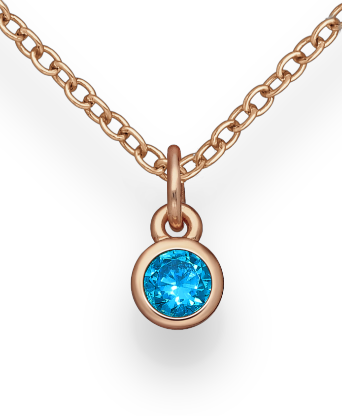 Birthstone Rose Gold Vermeil 18K Bezel Pendants with Coloured CZ Stimulated Diamonds