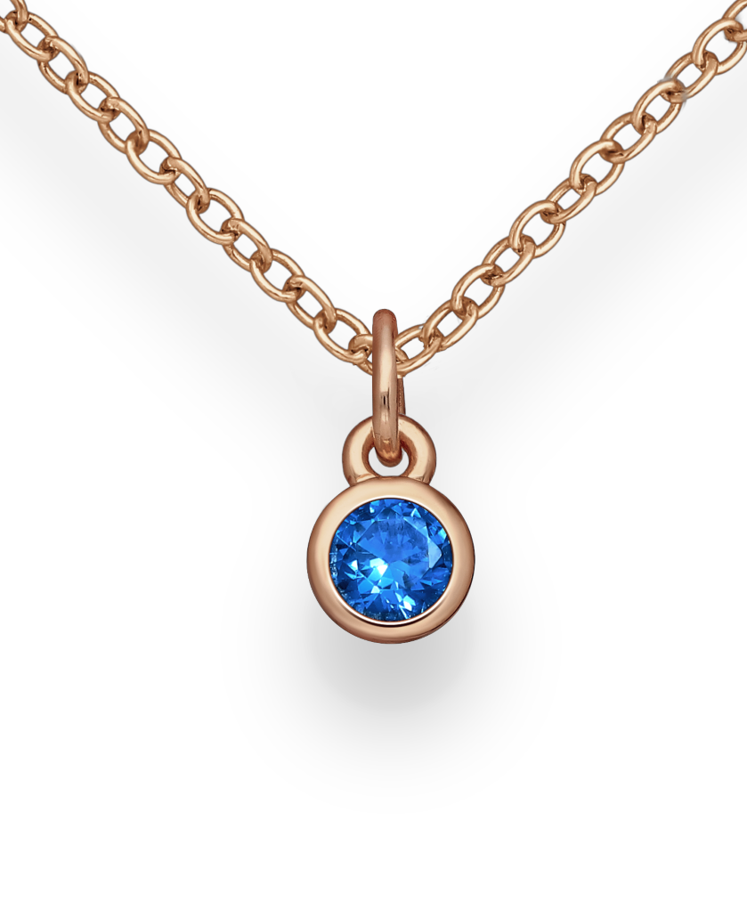 Birthstone Rose Gold Vermeil 18K Bezel Pendants with Coloured CZ Stimulated Diamonds