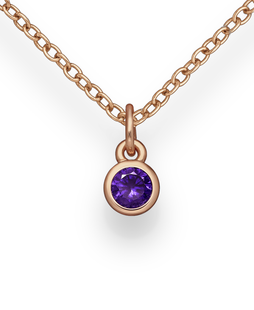 Birthstone Rose Gold Vermeil 18K Bezel Pendants with Coloured CZ Stimulated Diamonds