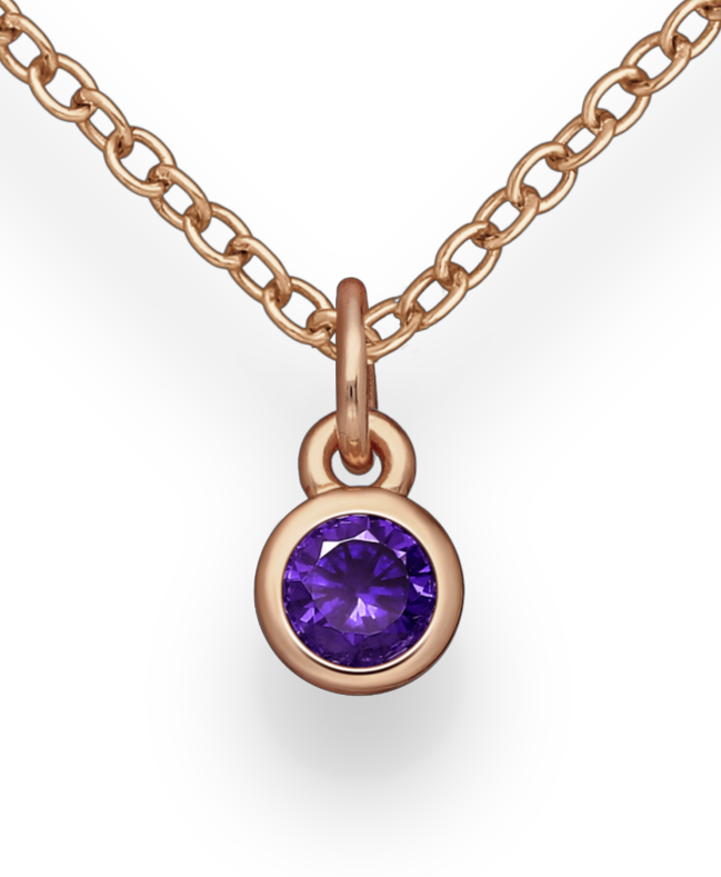 Birthstone Rose Gold Vermeil 18K Bezel Pendants with Coloured CZ Stimulated Diamonds