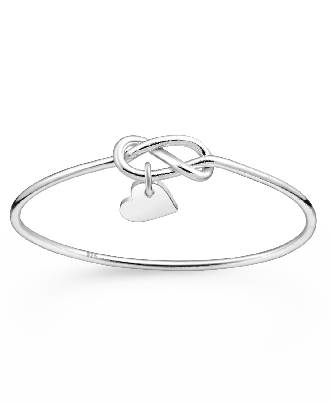 Sterling Silver Knot Ring with Heart Charm
