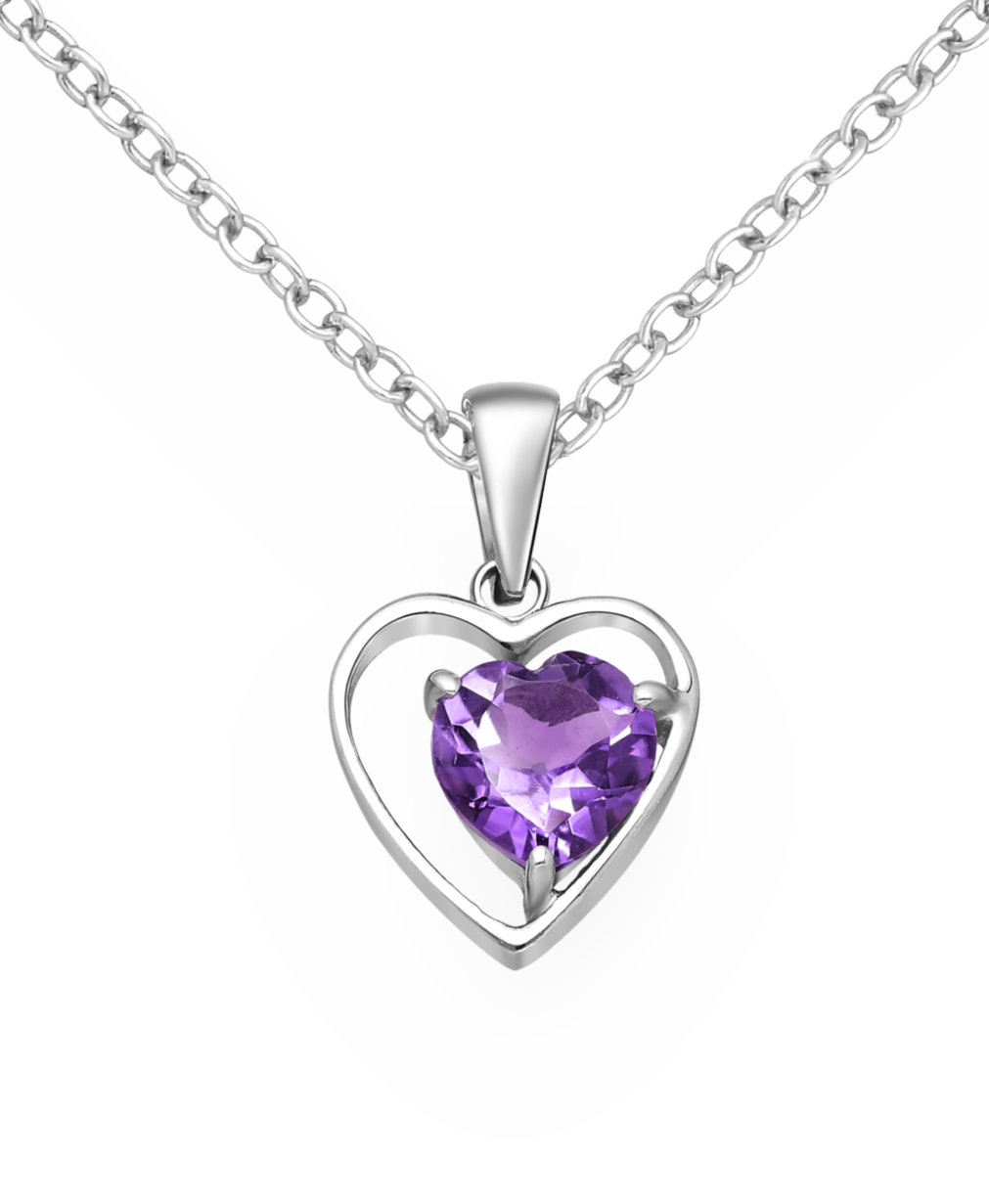 Amethyst Sterling Silver Heart Pendant