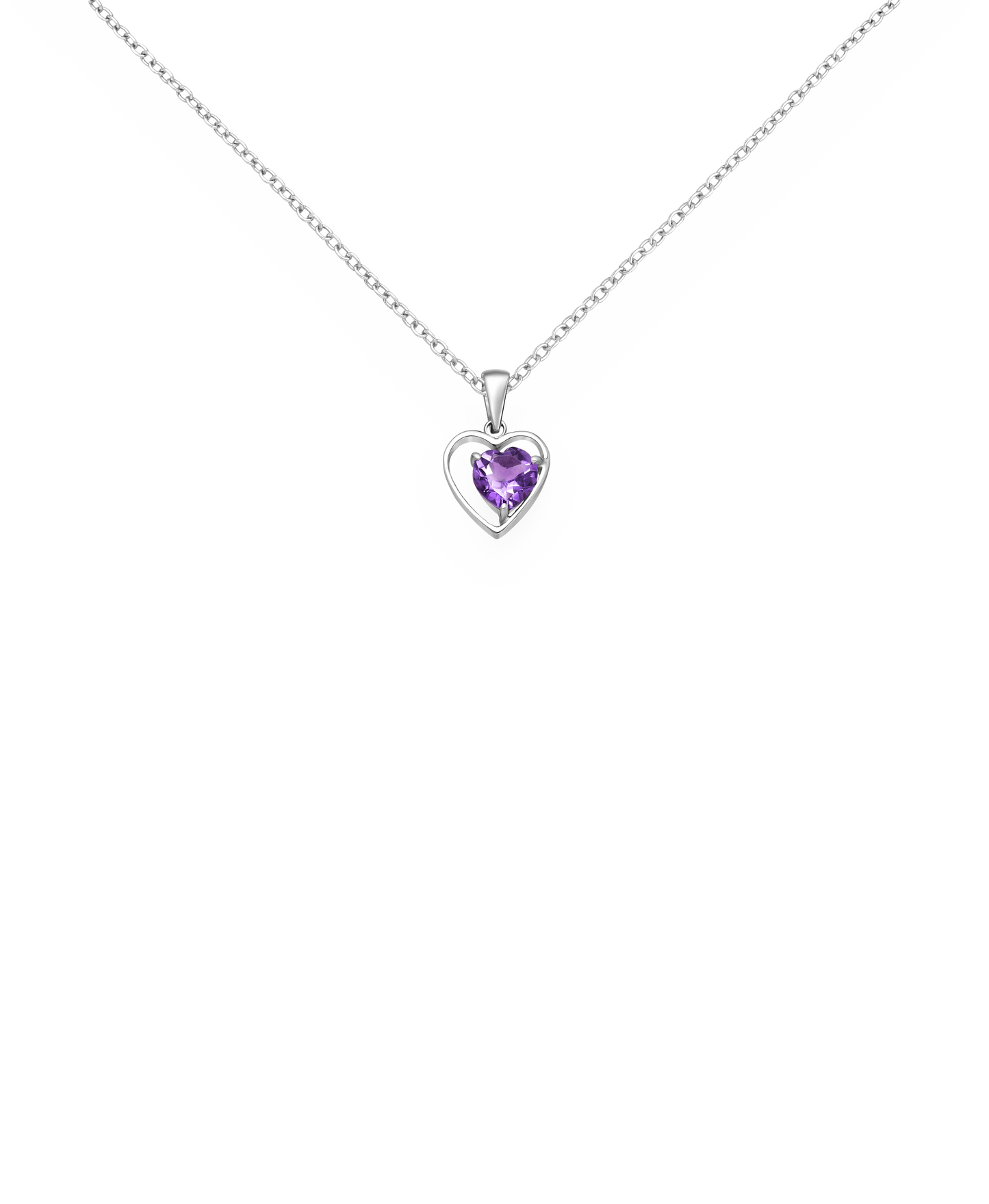 Amethyst Sterling Silver Heart Pendant
