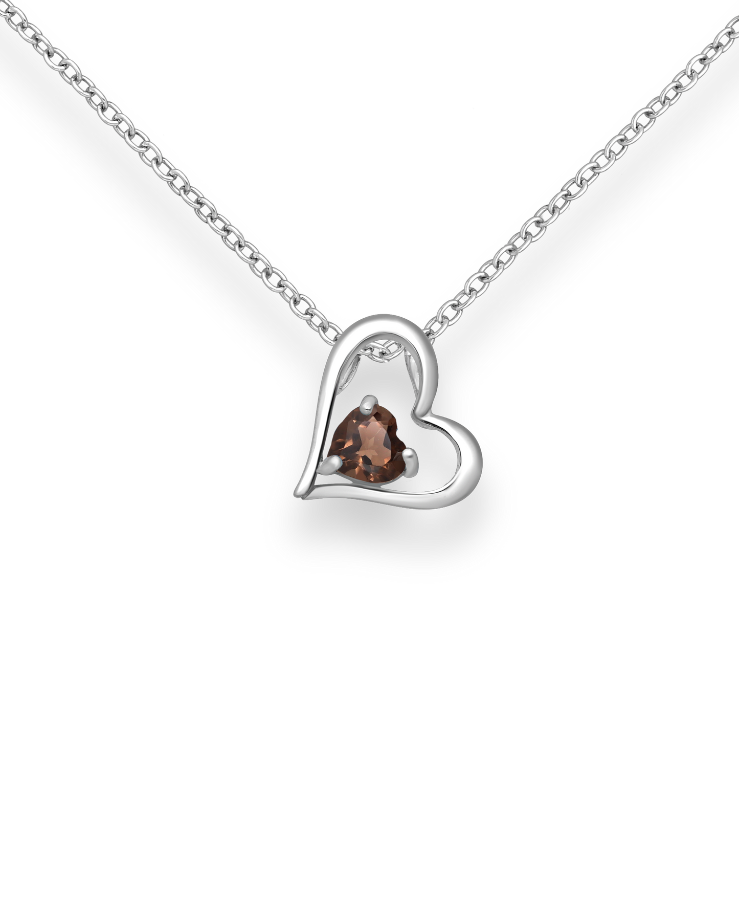 Smoky Quartz Heart Gemstone in Sterling Silver Heart Pendant