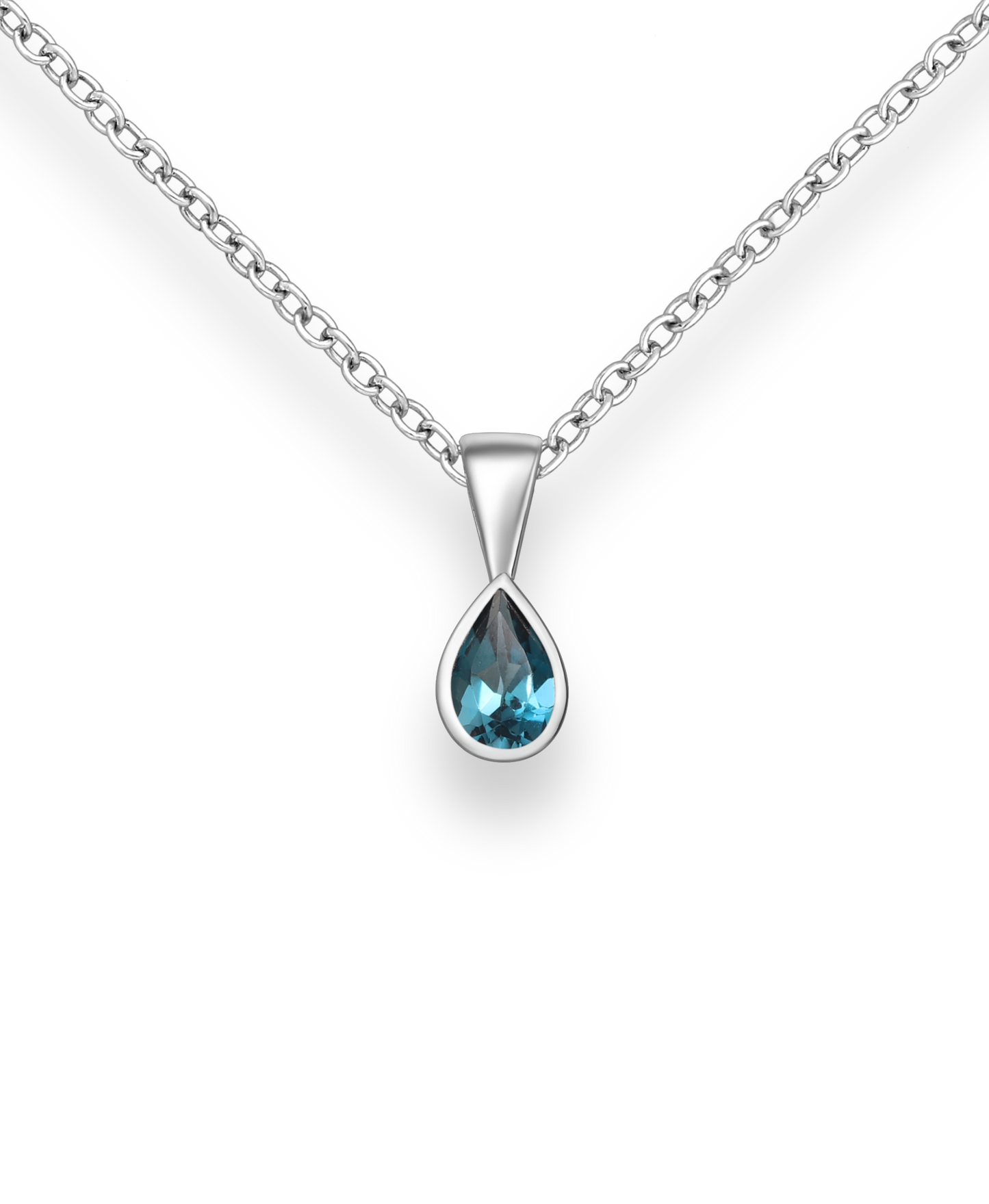 London Blue Topaz Sterling Silver Droplet Pendant