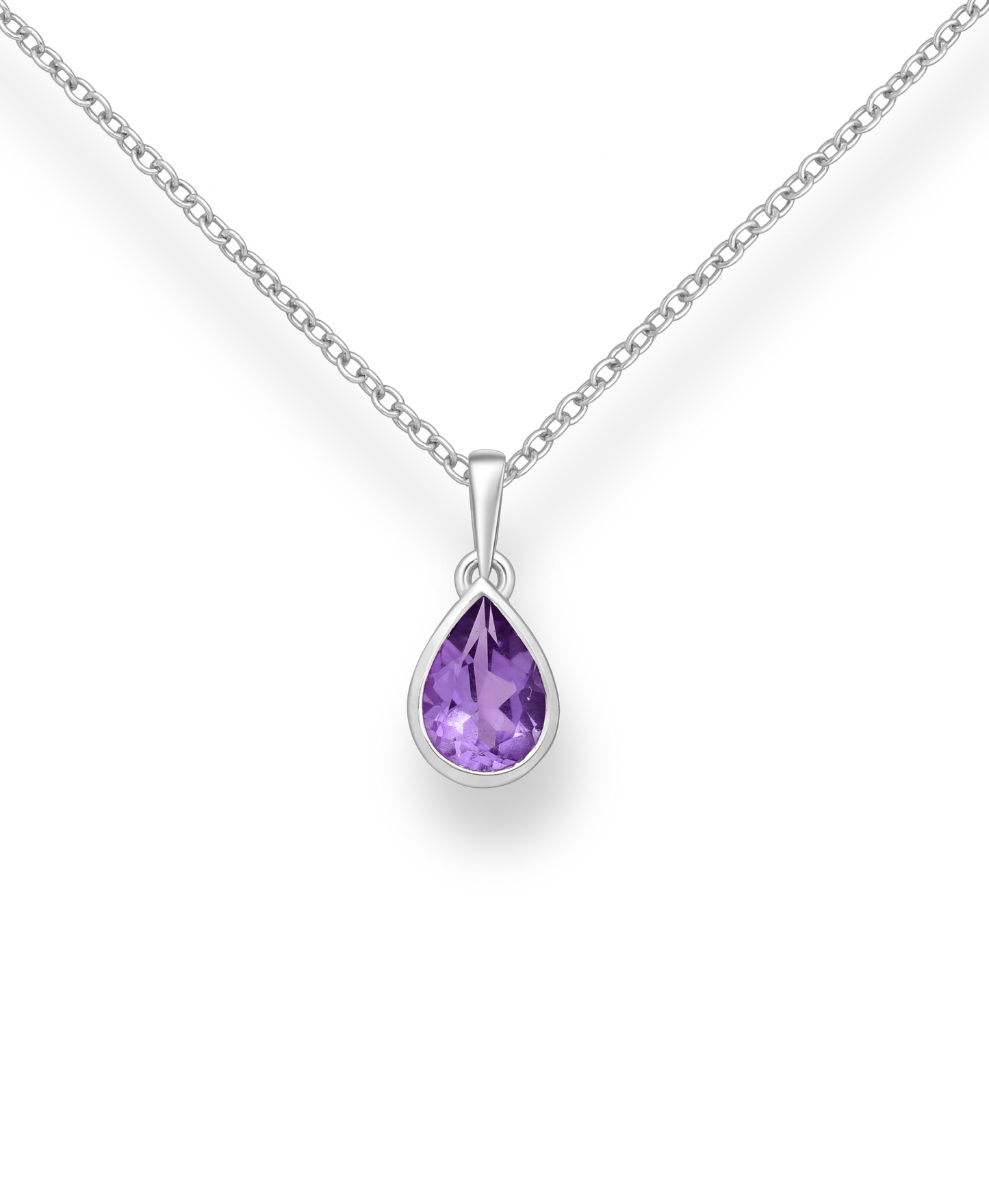 Amethyst Droplet Sterling Silver Pendant