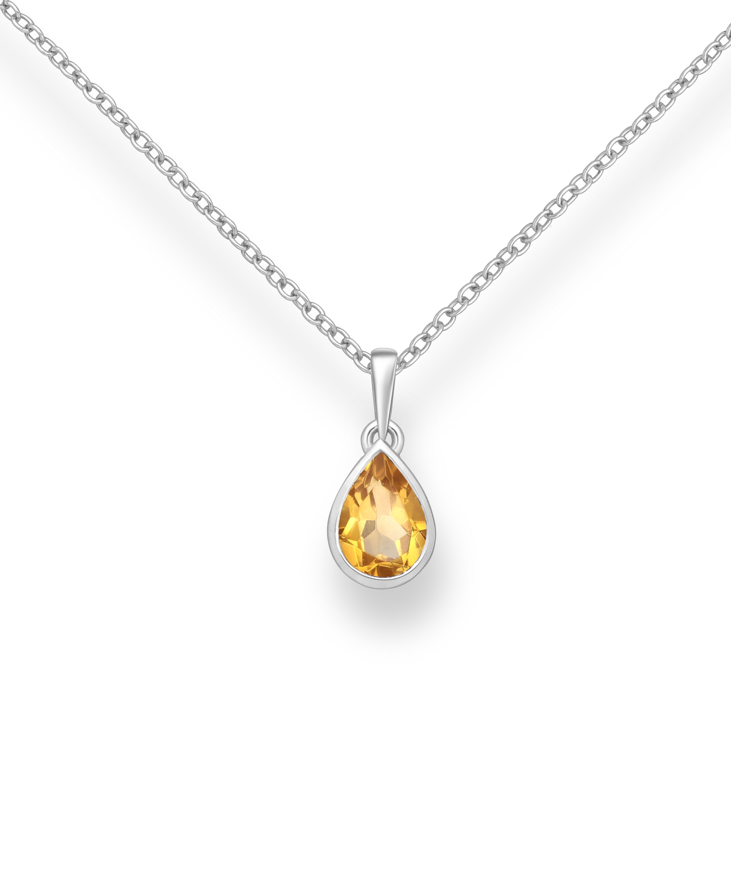 Citrine Droplet Sterling Silver Pendant