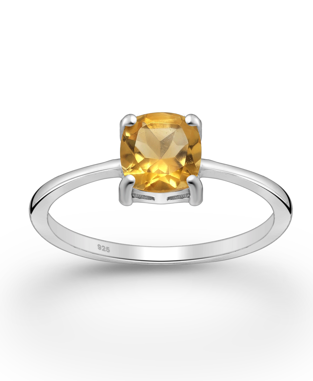 Citrine Solitaire Sterling Silver Ring