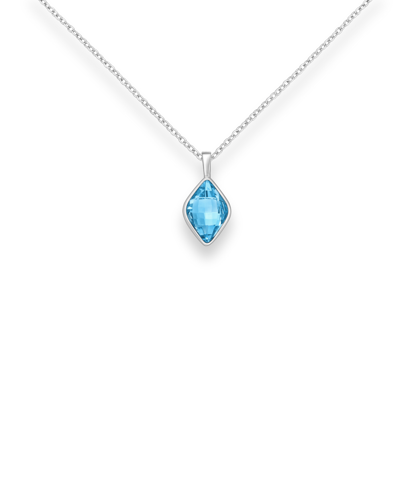 Aquamarine Swarovski Crystal Sterling Silver Pendant
